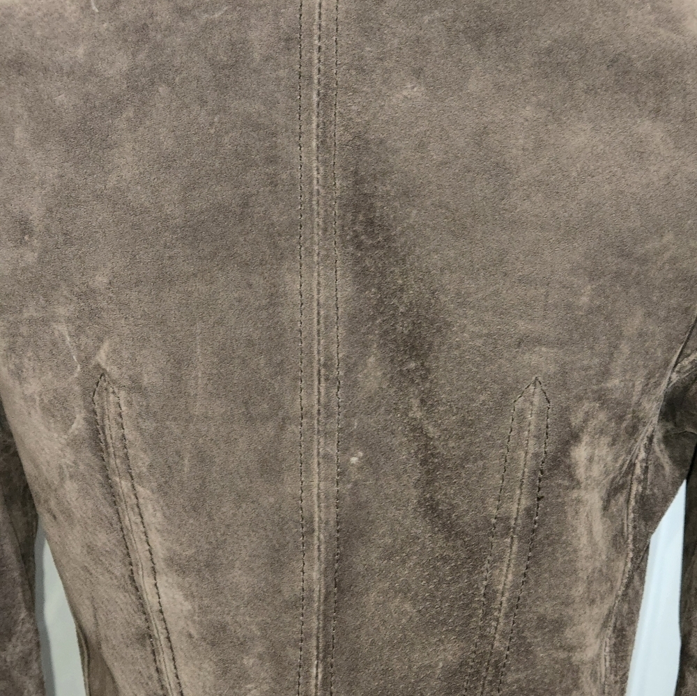 XOXO Vintage 90s Brown Suede Blazer with Rabbit Fur Collar - Picture 8 of 9